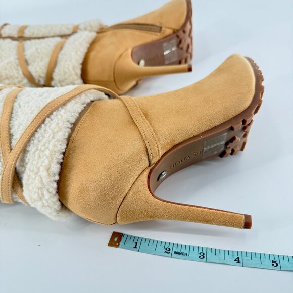 Thalia Sodi Tan Suede & Faux Fur Knee-High Heeled Boots, 7.5 - Picture 5 of 11